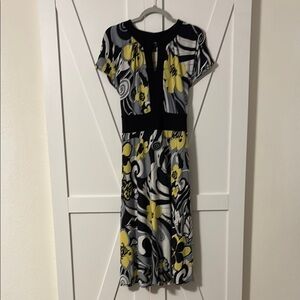 Floral Black and Yellow Women's Dress